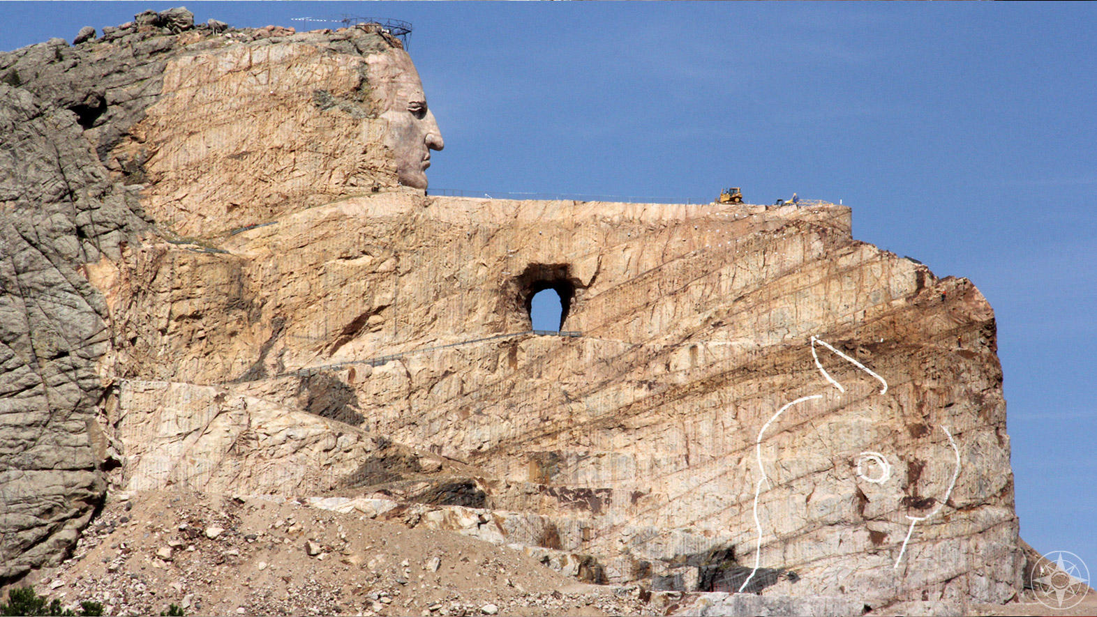 Closer look and a sense of scale, world's largest monument features North American Indian in South Dakota