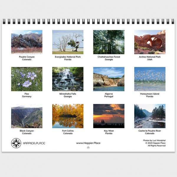 2021 Happier Place Nature Photography Calendar monthly photo wall calendar images