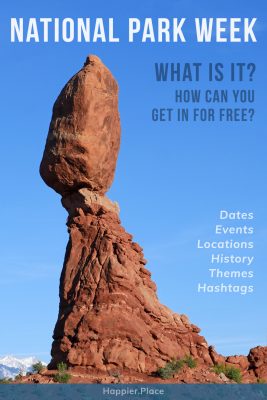 Balanced Rock in Arches National Park, Utah, National Park Week takes place during late April. Learn all you need to know to participate and find out how to get into National Parks for free.