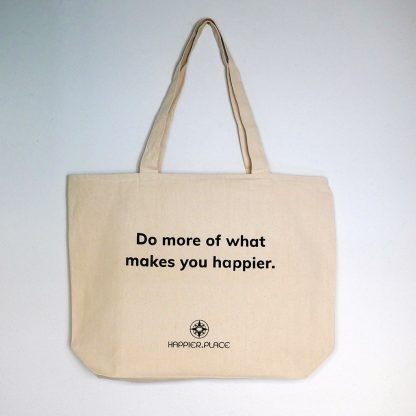 Canvas zipper shoulder bag with inside pocket by Happier Place, do more of what makes you happier