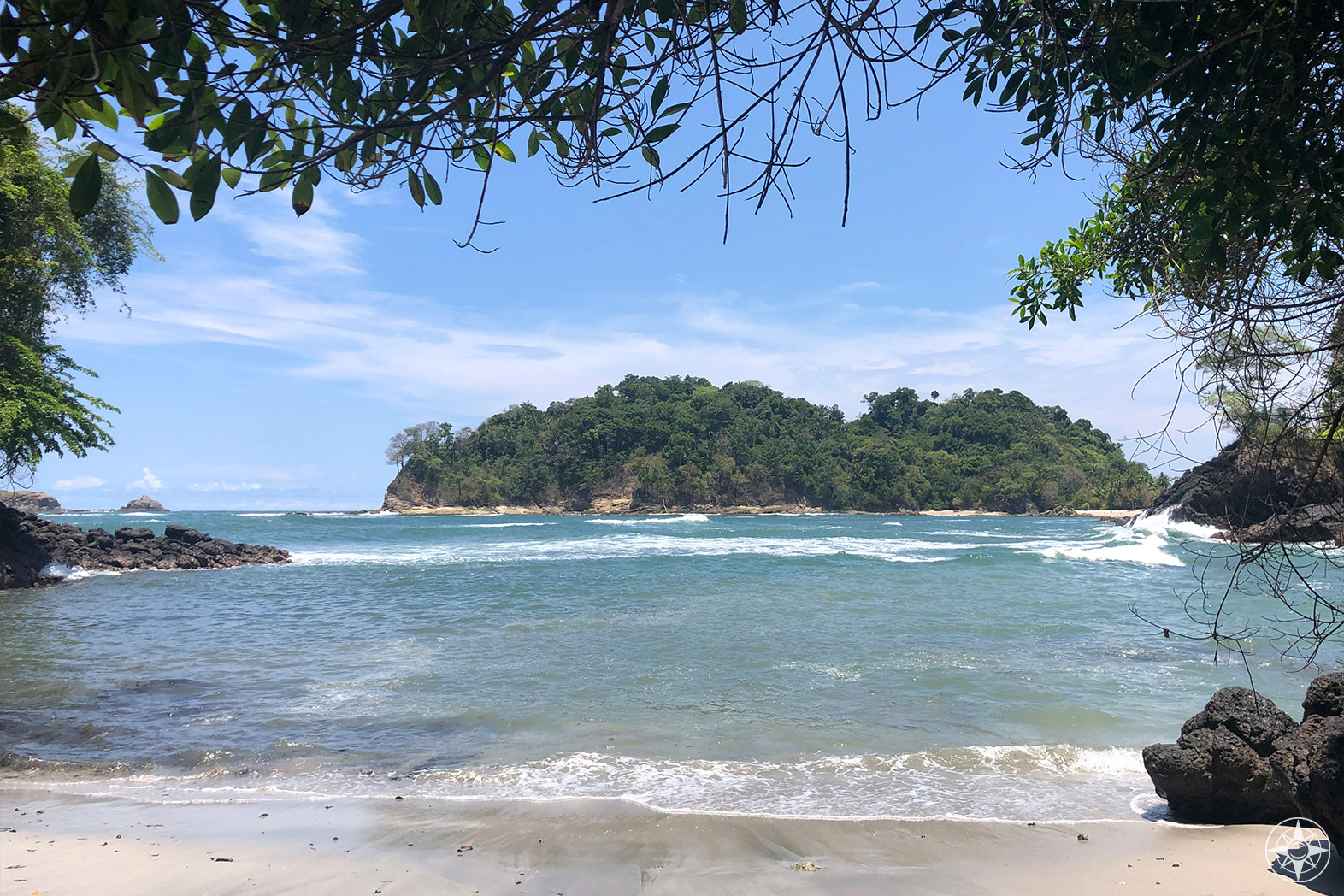 beach cove surrounded by jungle, Manuel Antonio National Park, Punta Catedral seen from Playa Gemelas
